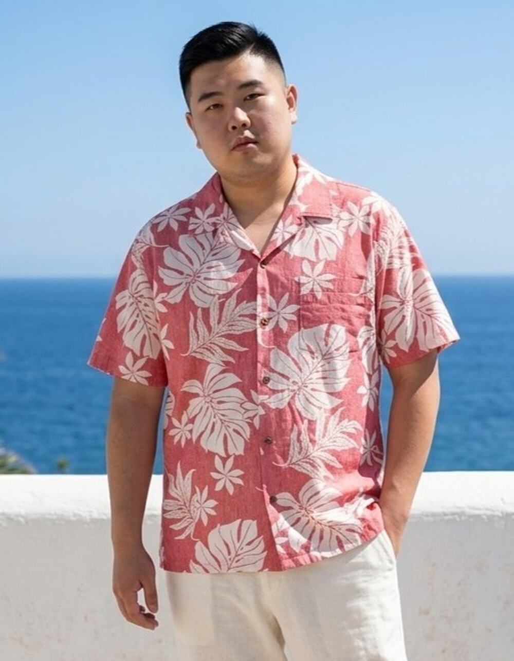 RJC Men's Hawaiian Shirt, Reversible Red, Short Sleeve, 100% Cotton, Size XXL